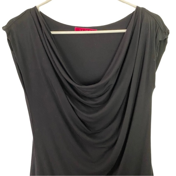 Velvet Brand Little Black Dress Womens Size Small Soft Jersey Knit Cowl Neck - Picture 3 of 9